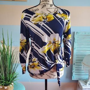 Espresso Long Sleeve Floral Blouse